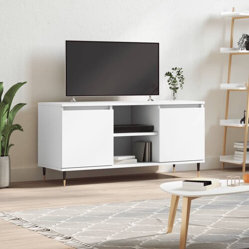 VidaXL TV omarica bela 104x35x50 cm inženirski les Slike