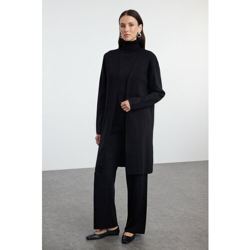 Trendyol Black Long Cardigan-Pants Knitwear Bottom-Top Set Slike
