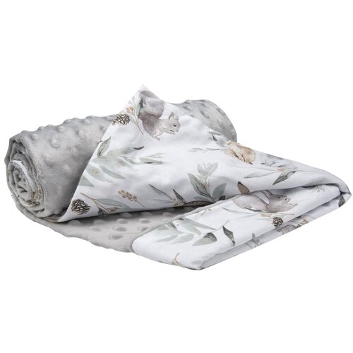 Medi Partners Blanket 75x100 cotton + minky – deer in leaves + gray minky Cene