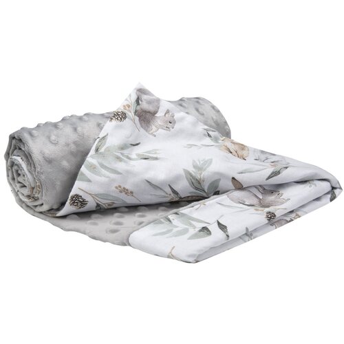 Medi Partners Blanket 75x100 cotton + minky &amp;ndash; deer in leaves + gray minky Slike