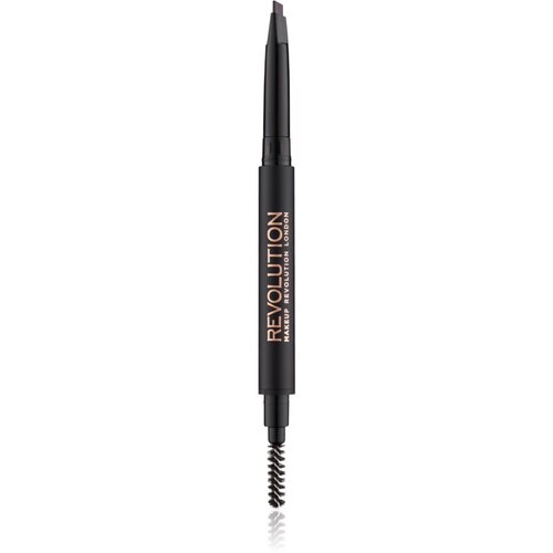 Revolution Duo Brow Definer natančen svinčnik za obrvi s čopičem 0,15 g odtenek Dark Brown Cene