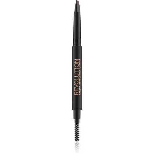 Revolution duo Brow Definer olovka za obrve s kistom 0,15 g nijansa Dark Brown za žene
