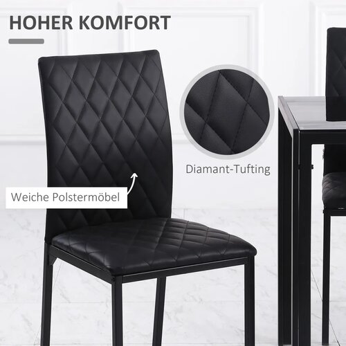  HOCMOM Set od 4 blagovaonske stolice Kuhinjske stolice 41 cm x 50 cm x 91 cm Crna Slike