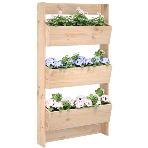 VidaXL Stenska korita 3-nadstropna 60x18,5x110 cm trdna borovina Slike