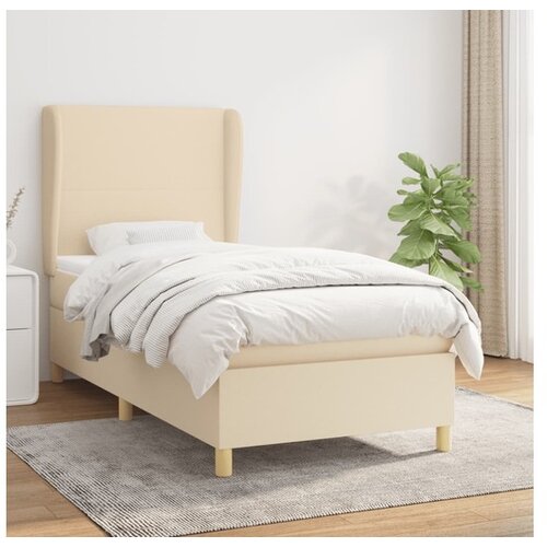  Box spring postelja z vzmetnico krem 100x200 cm blago Cene