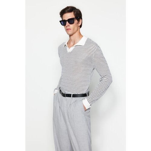 Trendyol Ecru Men's Regular Fit Cotton Polo Neck Knitwear Sweater. Slike