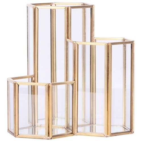 INF Nordic Gold Glass Pen Holder - Elegant Organizer za pisala, pripomočke in rože, (5000158056) Cene