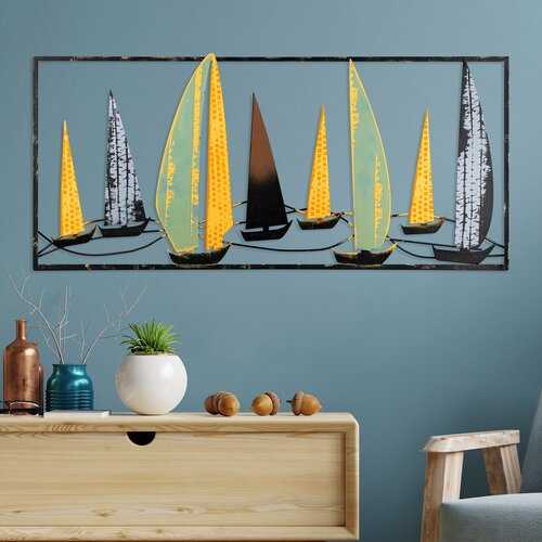 Yelkenli 3 multicolor decorative metal wall accessory Slike