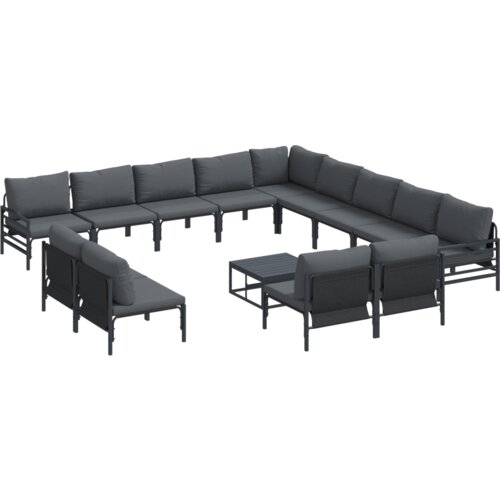 VidaXL Sjedeća garnitura za vrt 14 pcs Antracit Čelik Slike