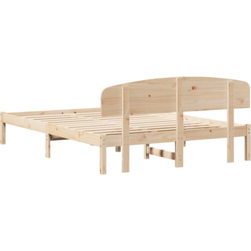 VidaXL krevetni okvir s uzglavljem 150x200 cm od punog drveta borovina Slike