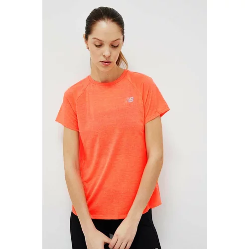New Balance Kratka majica za tek Impact Run oranžna barva