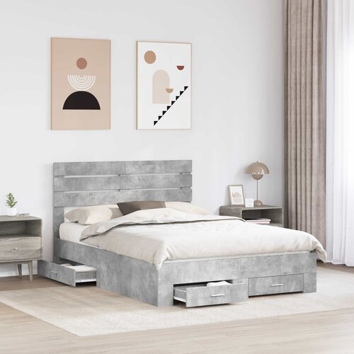  Krevetna konstrukcija s ladicama Betonski sivi 140 x 200 cm Slike
