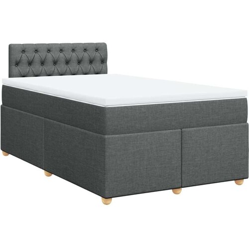 vidaXL Box spring postelja z vzmetnico temno siva 120x200 cm blago Cene