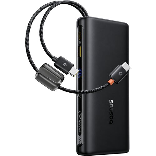 Baseus EnerFill FC41 prenosna baterija 20000mAh 100W z 2 vgrajenima USB-C kabloma črne barve Slike