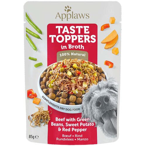 Applaws Taste Toppers u juhi vrećice 12 x 85 g - Govedina s mahunama, batatom i crvenom paprikom Cene