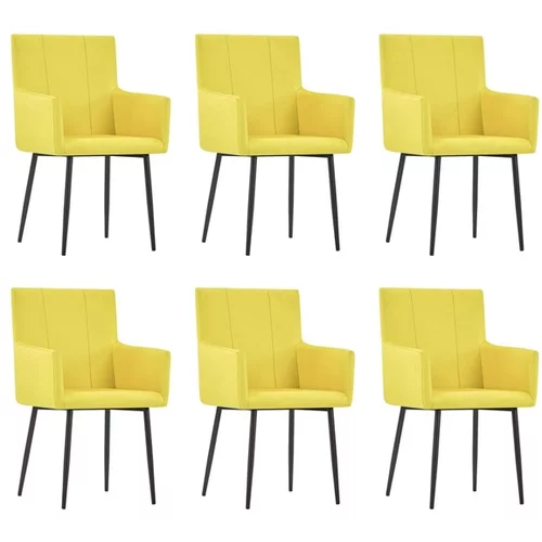  Jedilni stoli z naslonjali za roke 6 kosov rumeno blago