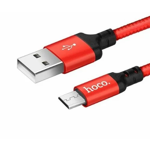 Hoco podatkovni kabel X14 Micro USB na USB 2m 2,1A rdeč pleten