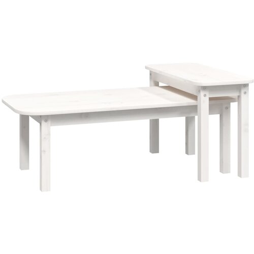 VidaXL Komplet klubskih mizic 2-delni bela trdna borovina, (20712237) Slike