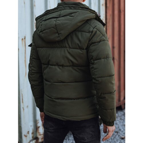 DStreet Men's winter quilted jacket with hood green Slike