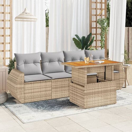 vidaXL 5-dijelni vrtni set sofa s jastucima bež od poliratana Cijene