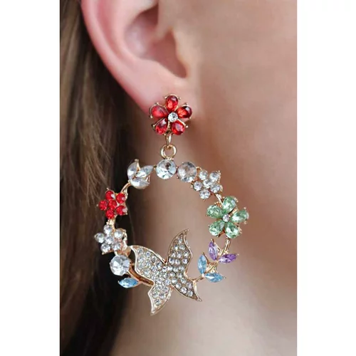 Fenzy elegantni uhani z okrasnimi diamanti, Art384, večbarvni