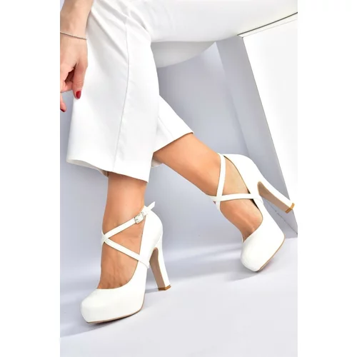 Fox Shoes Women's White Platform Heeled Evening Shoes