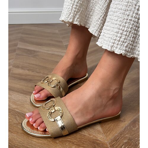 D/CEO Golden flip-flops with a golden decoration on the strap Vilnos Cene