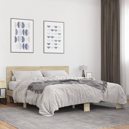 Furnova Posteljni okvir sonoma hrast 160x200 cm inž. les in kovina, (21934499) Slike