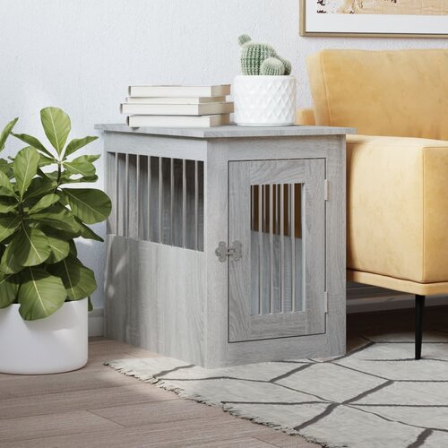 VidaXL Boks za psa siva sonoma 45x62x59 cm inženirski les Slike