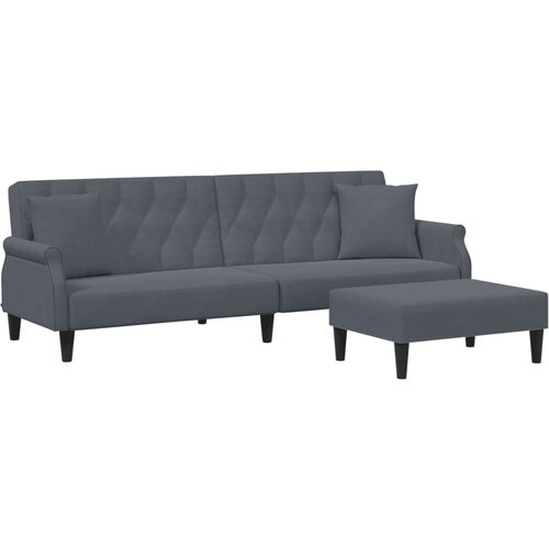 Maison Chic kavč - Sofa - Kanape dvosed z blazinami in stolčkom za noge temno siv žamet, (21727881) Cene