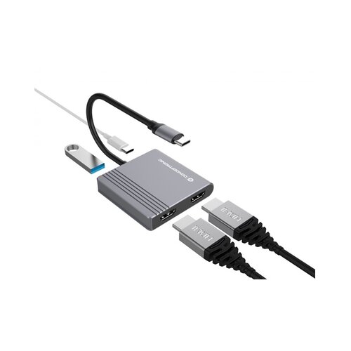 Conceptronic Notebook Dock - DONN13G (ulaz: USB-C, izlaz: 2xHDMI+USB-C PD:100W+USB-A, srebrni) Slike