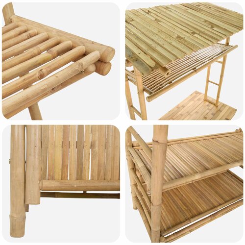  Vanjski bar stol i stolice 3 kom. 2-sjedala Prirodna Bambus Smeđa 110 x 55 x 210 cm Slike