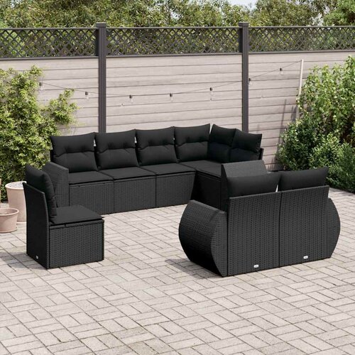  8-dijelni set vrtnih sofa od poliratana s jastucima crni Crna 70 x 62 x 69 cm Cene