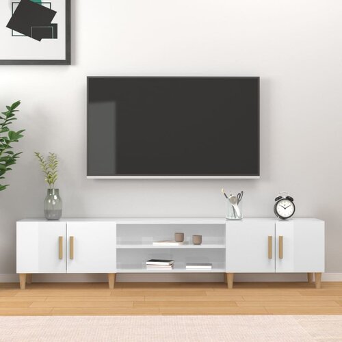 VidaXL TV omarica visok sijaj bela 180x31,5x40 cm inženirski les Slike