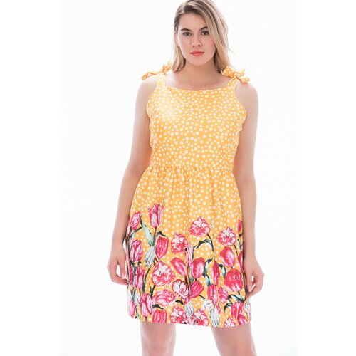 Şans Women's Yellow Point Patterned Dress Cene