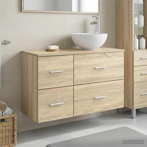  Set namještaja za kupaonicu 2 kom. Hrast sonoma Smeđa 49,5 x 41 x 80 cm Cene