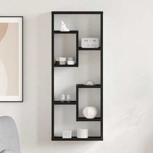 VidaXL Stenska polica črn hrast 36x16x90 cm inženirski les Slike