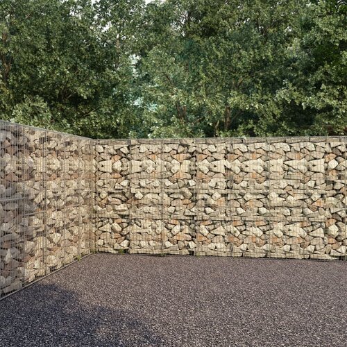 vidaXL Gabionska stena s pokrovi pocinkano jeklo 900x50x200 cm Cene