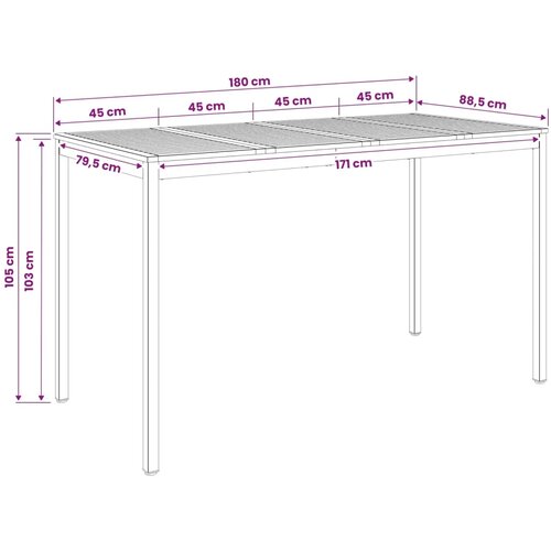  Stol za bar u vrtu NAARDEN Bijela i crna 180 x 88 5 x 105 cm - Bijela i crna 180 x 88 5 x 105 cm Slike