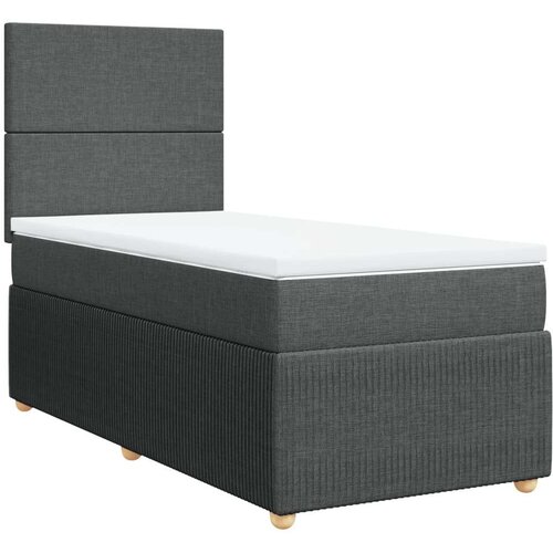VidaXL Krevet s oprugama i madracem tamnosivi 90 x 190 cm od tkanine Slike
