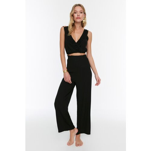 Trendyol Black Ruffle Detailed Bottom-Top Set Slike