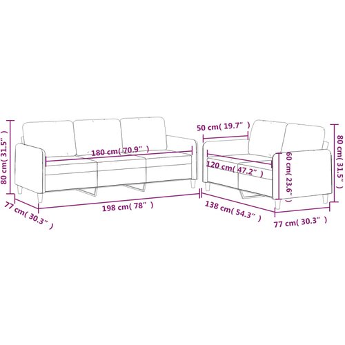  2-dijelni set sofa s jastucima svjetlosivi od tkanine Slike