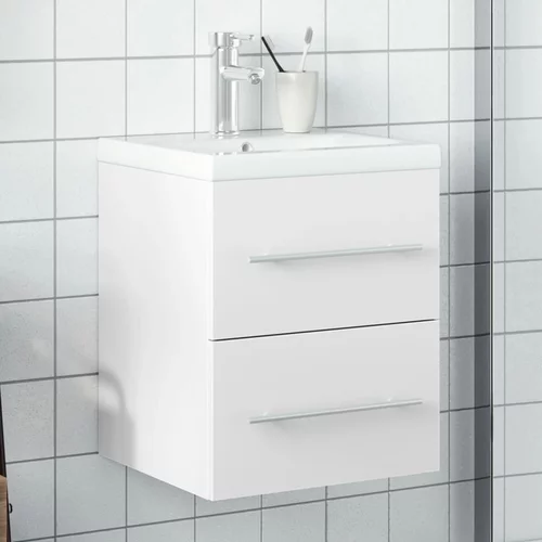 vidaXL Kopalniška omarica z umivalnikom bela