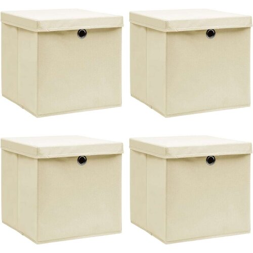 vidaXL Kutije za pohranu s poklopcima 4 kom krem 32x32x32 cm tkanina Cene