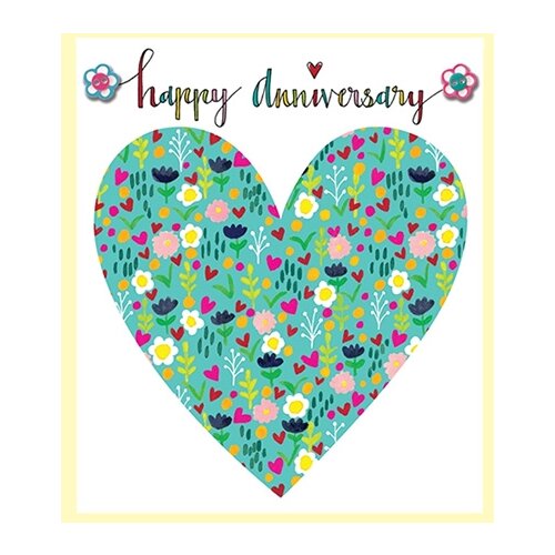 Rachel Ellen Designs čestitka happy anniversary blue floral heart Slike