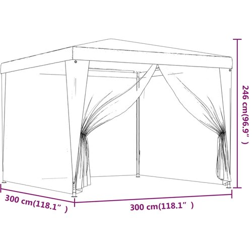 za zabave s 4 mrežasta bočna zida antracit 3 x 3 m HDPE Slike
