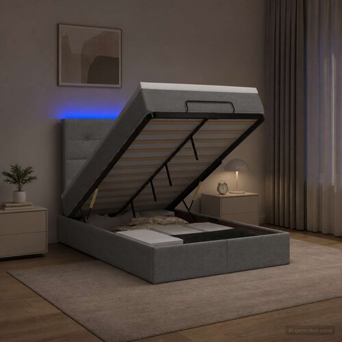  Krevet od pjene s madracem i LED-om Svjetlosiva 120 x 190 cm Cijene
