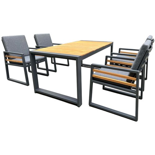 Rojaplast Sivi/u prirodnoj boji vrtni blagovaonski set aluminijski za 4 osobe Colmar &amp;ndash; Slike