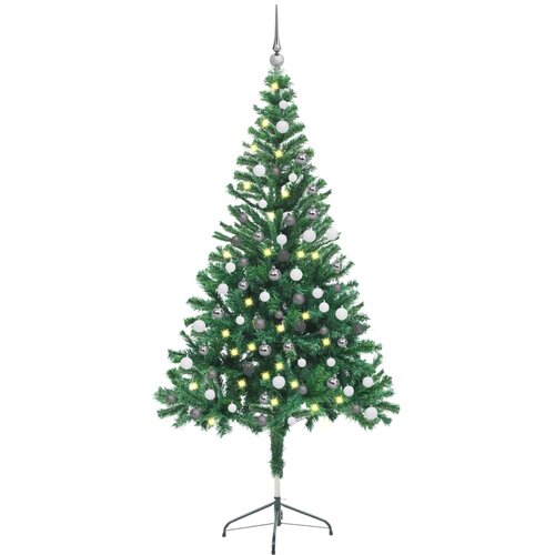 vidaXL Umetna novoletna jelka z LED lučkami in bučkami 150 cm 380 vej Cene