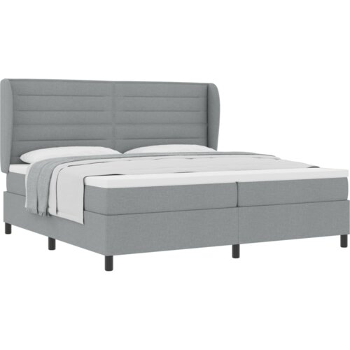 Box Spring Krevet s Madracem Svjetlosiva 200x200 cm Tkanina Slike